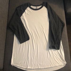 Men's L 3/4 Sleeve White&Charcoal Baseball Tee